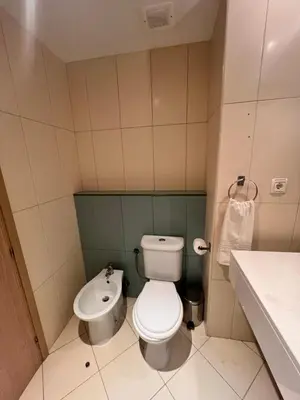 a small bathroom with a toilet and a sink at Apartment in Vila Verde - Pool view - Santa Maria in Santa Maria