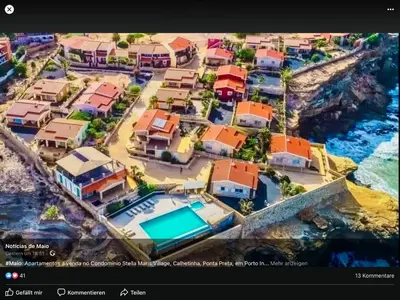 an aerial view of a resort with a swimming pool at Residenz Stella Maris Apartment Strela in Vila do Maio
