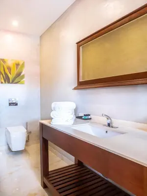 a bathroom with a sink and a toilet at Angulo House in Santa Maria