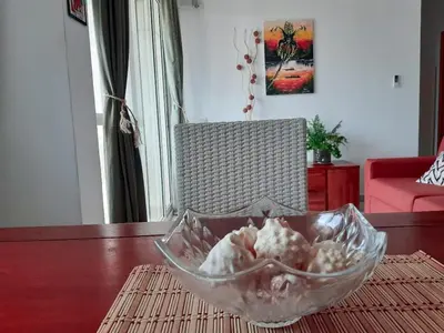 a bowl of food sitting on a table at App Raffaele Estoril Beach Free Wifi & AC a step away from the sea in Sal Rei