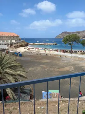 a view of a beach from a balcony at Hotel Sol Marina in Tarrafal