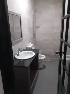 a bathroom with a sink and a toilet at Apartamento T1 Moderno com Wi-Fi in Praia