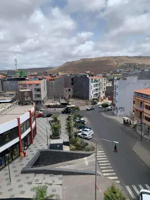an aerial view of a city with buildings and a street at Appart Hotel Belvedere in Praia