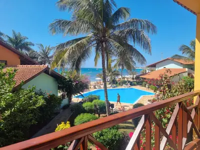 a view of the pool from our balcony at Beach front ocean view Porto Antigo2 Santa Maria in Santa Maria