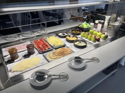 a buffet line with many different types of food at Oasis White Hotel in Sal Rei