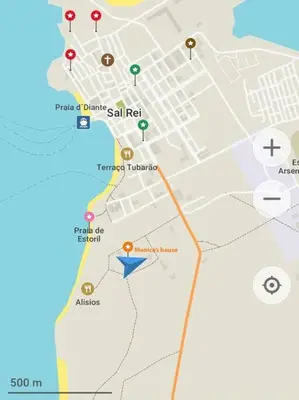 a map of a city with a blue arrow at Blu Shell - Ca' Greta in Sal Rei