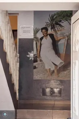 a painting of a woman walking down a staircase at Kolina D´Sol in Ponta do Sol